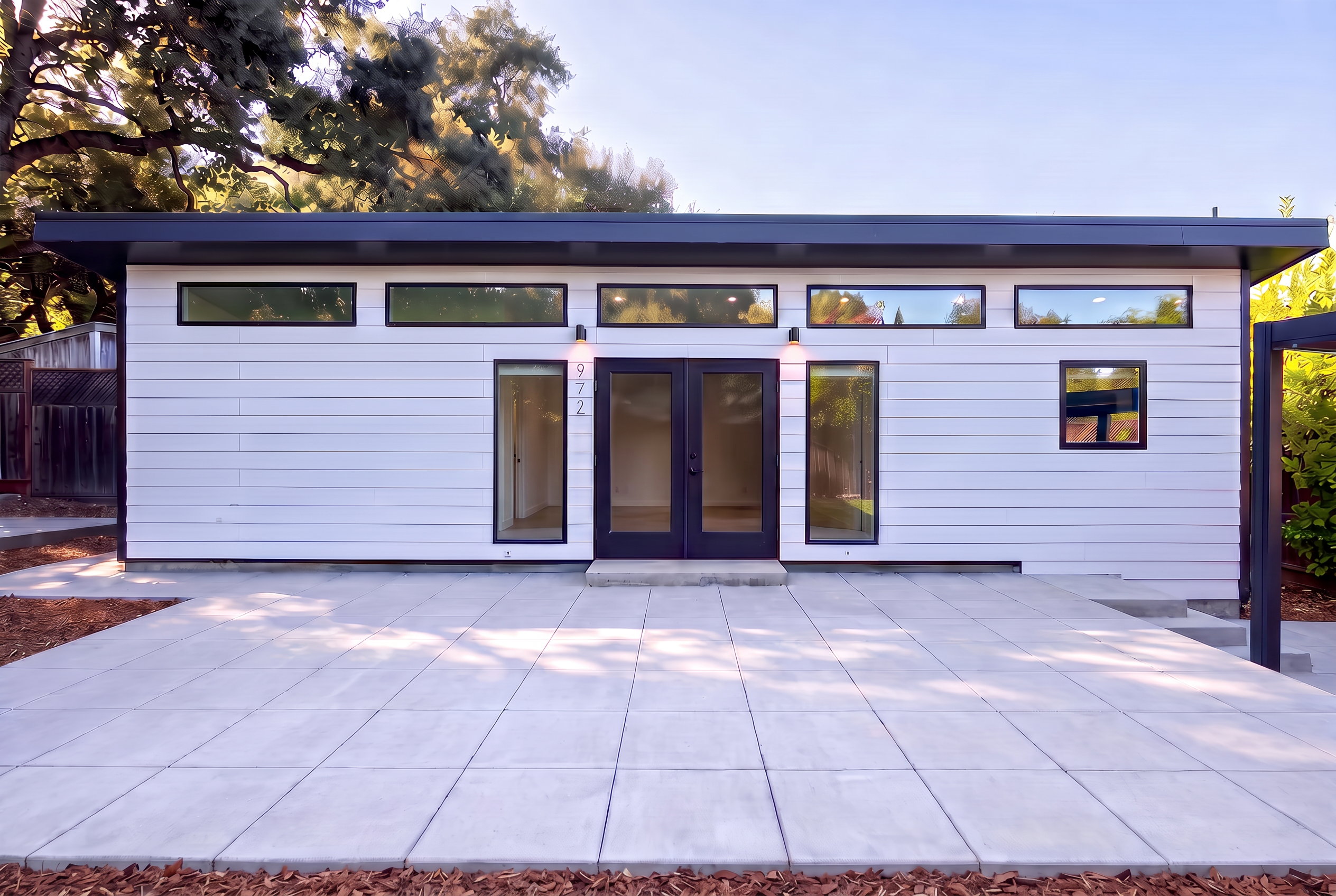 Exterior patio and glass doors