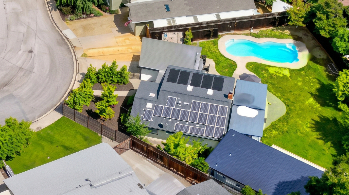 Roof overview with solar systems